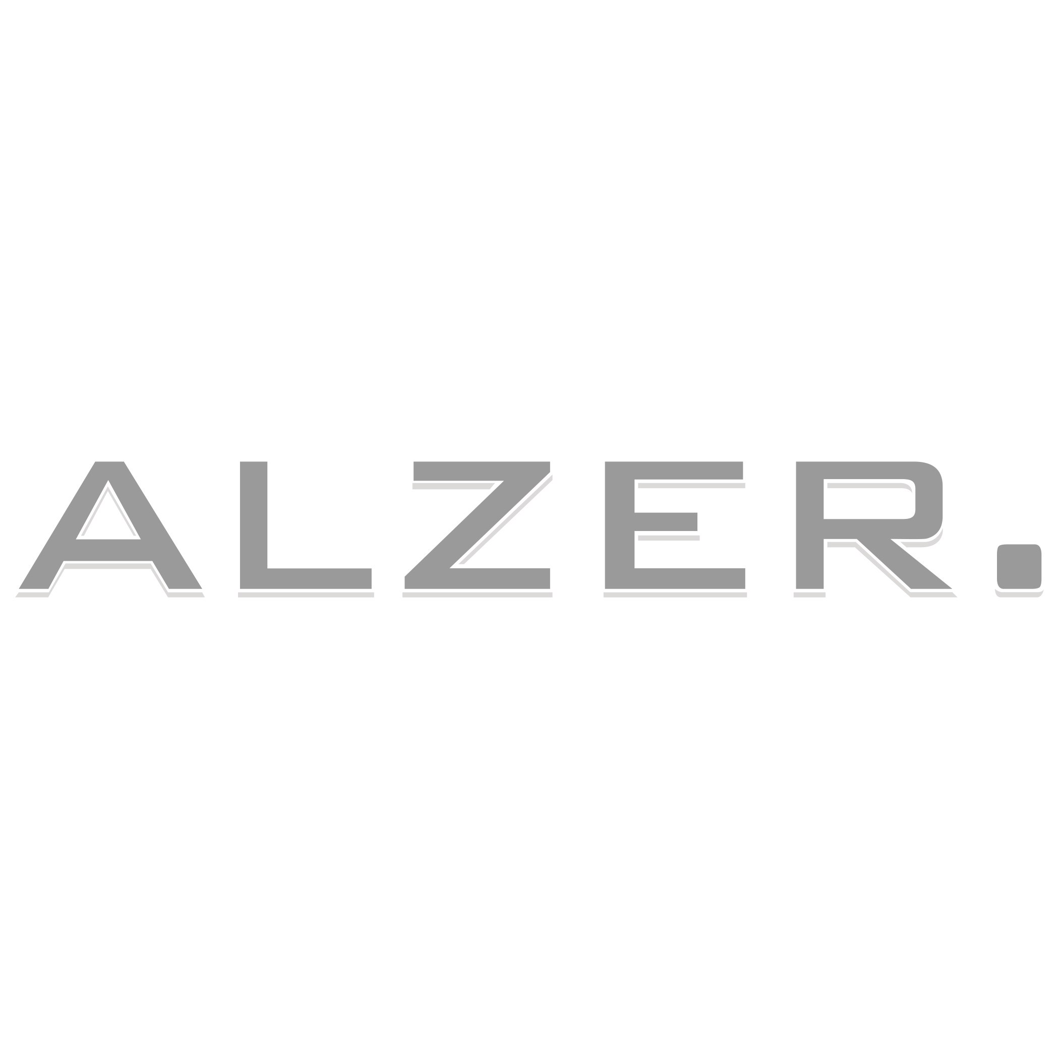 A white and black logo of alzer.