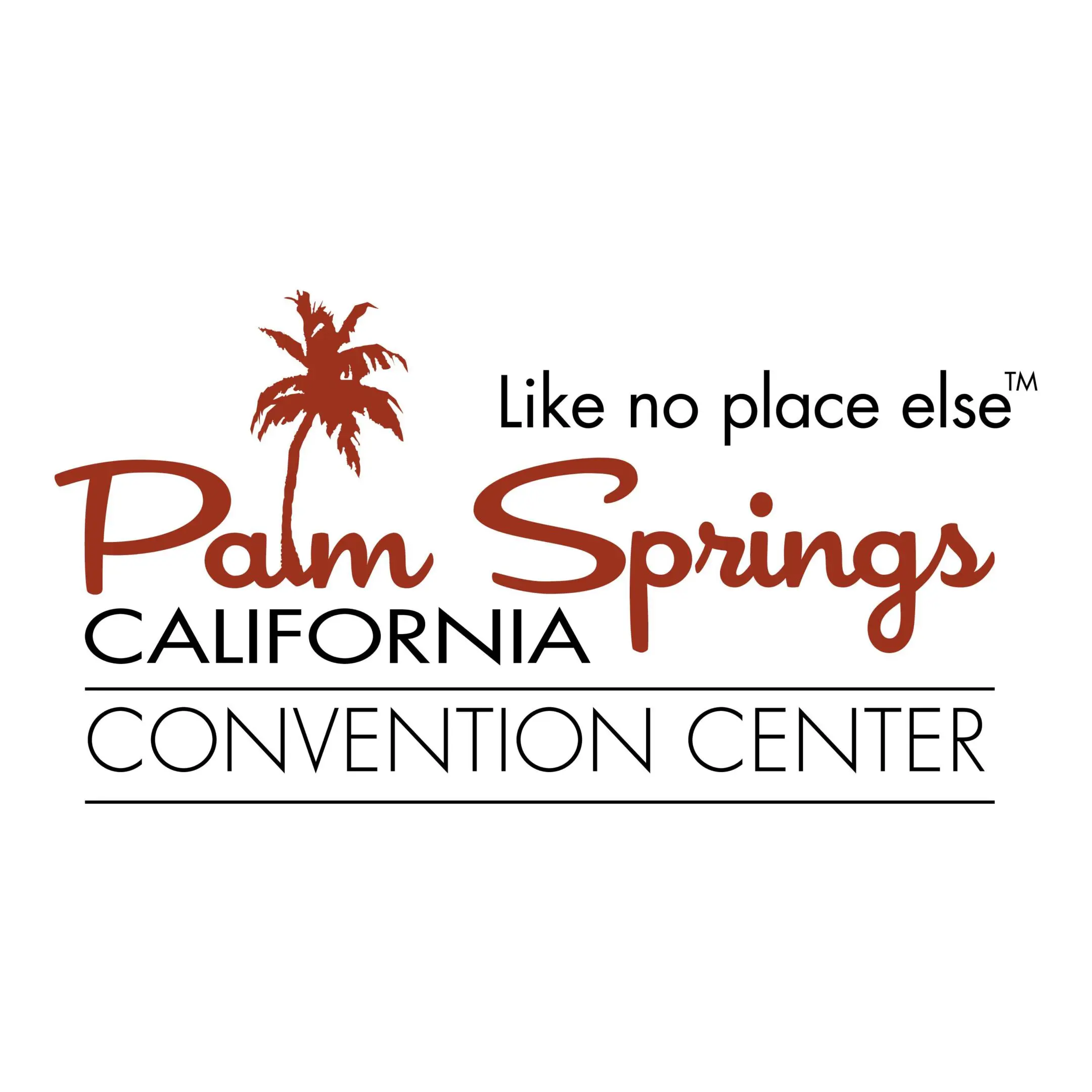 A red palm tree is on the logo of the convention center.