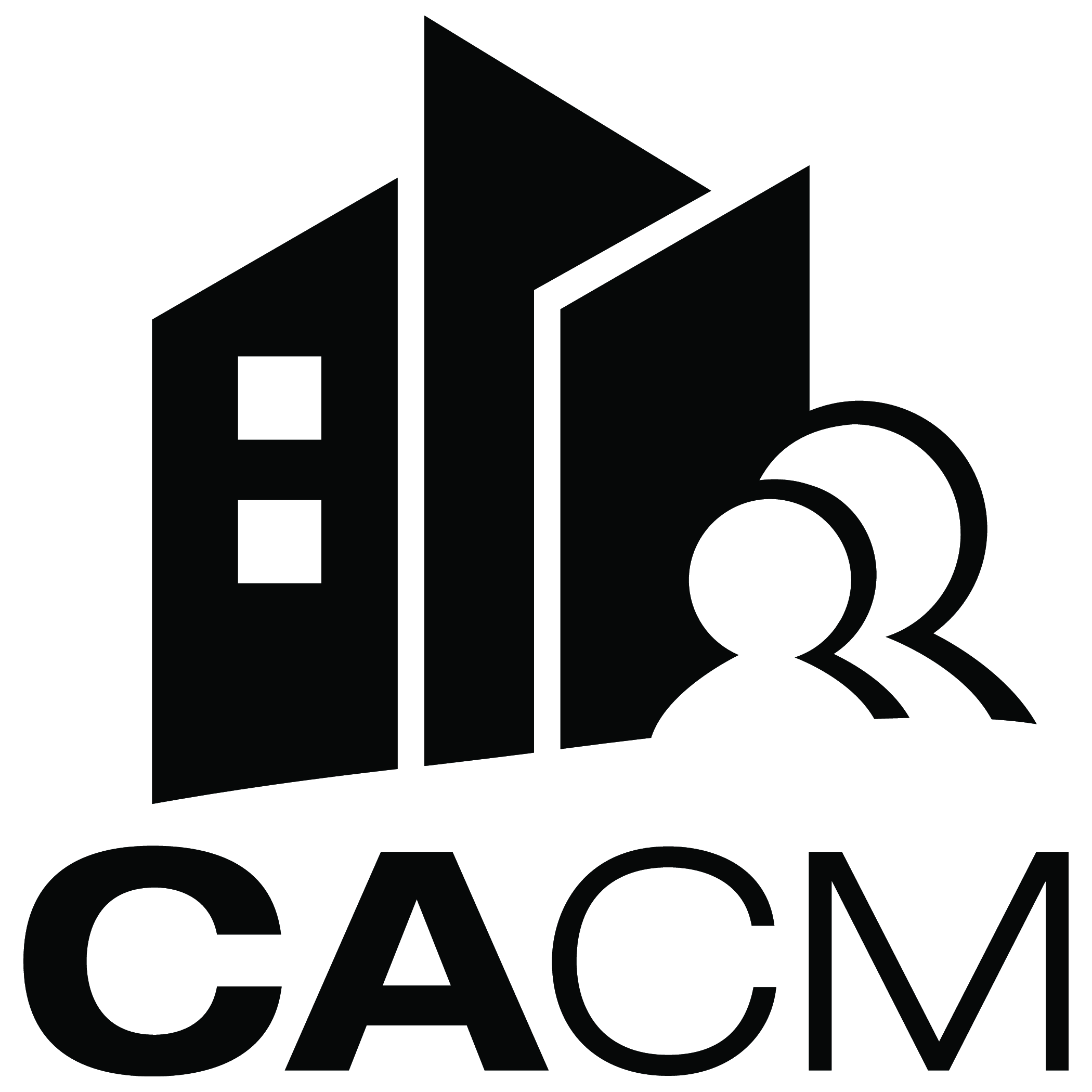 A black and white image of the logo for cacm.