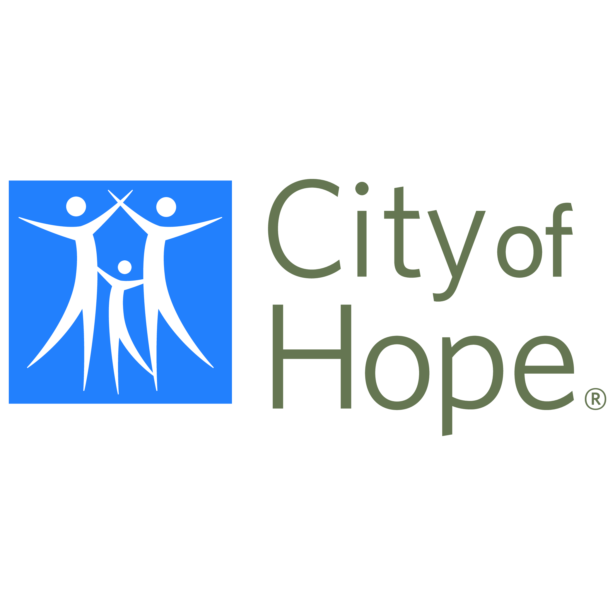 A city of hope logo with two people holding hands.