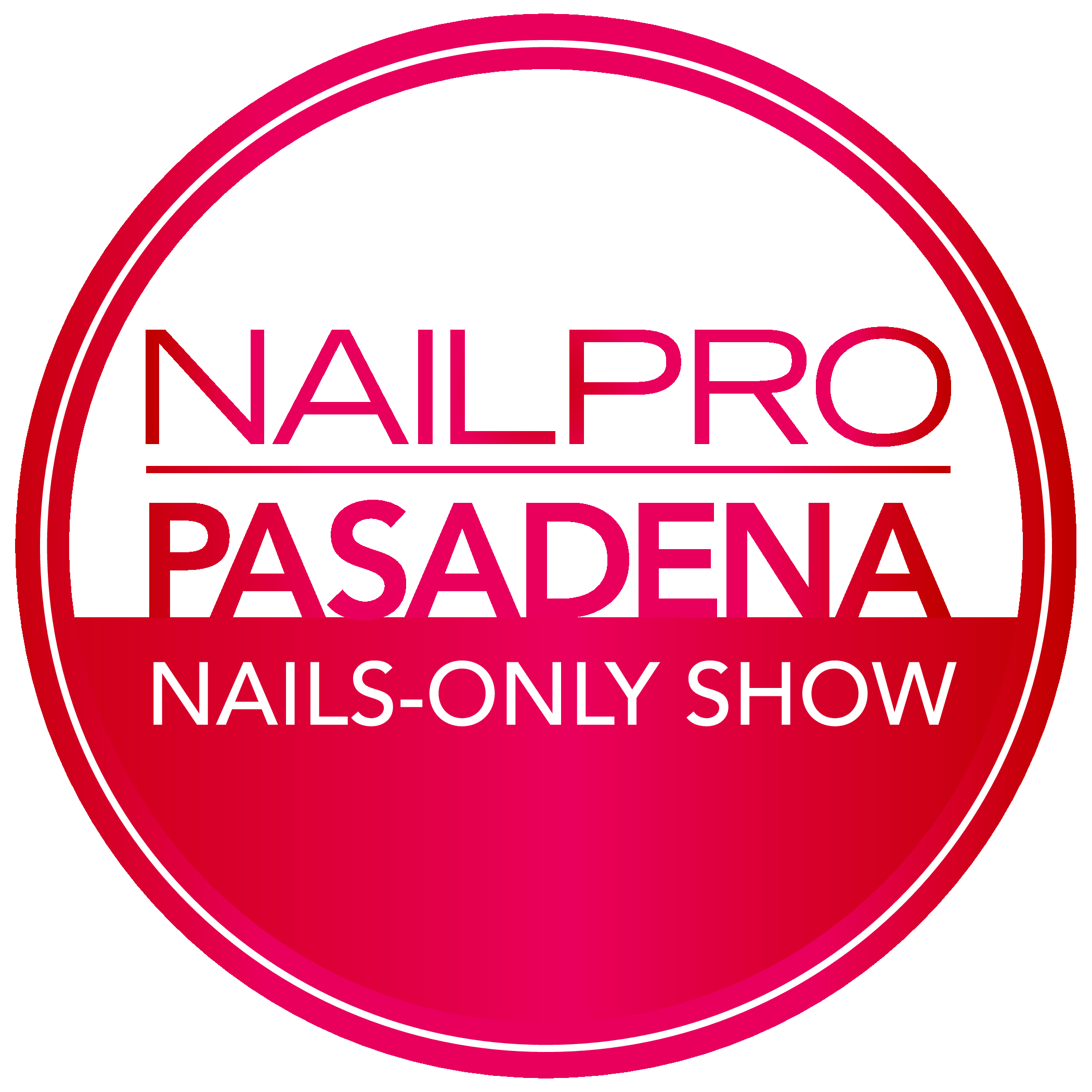 A red and white logo for nailpro pasadena.
