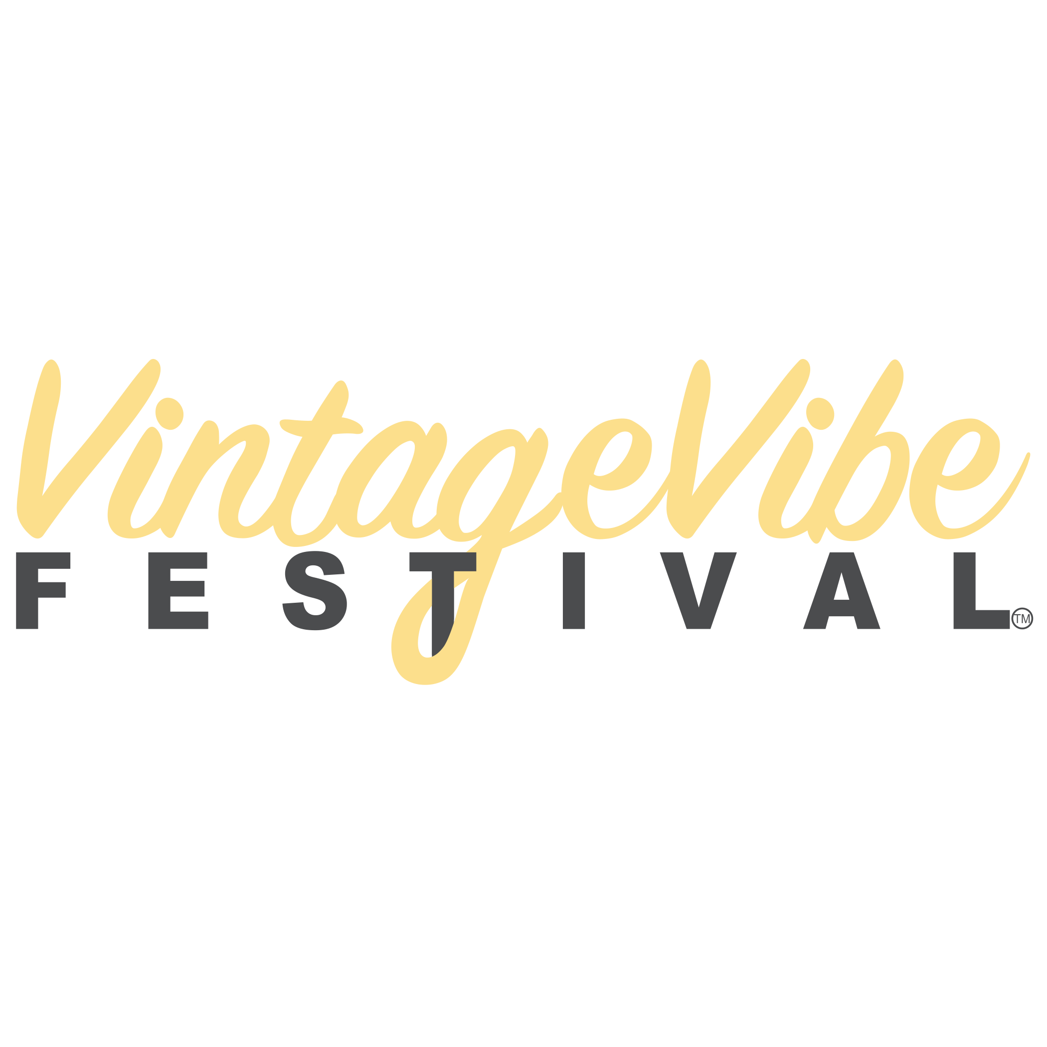 A yellow and black logo for the vintage vibe festival.
